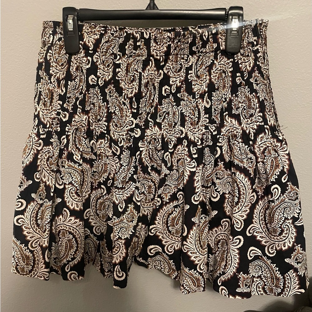 Anthropologie Black and Cream Paisley Skirt